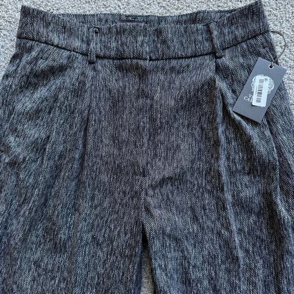 Vince Camuto Black Tweed Trouser Pants Pleated Tapered Leg New With Tags 2 - Picture 4 of 8